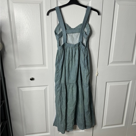 American eagle blue corset maxi dress w front slit and strappy back - Picture 4 of 6